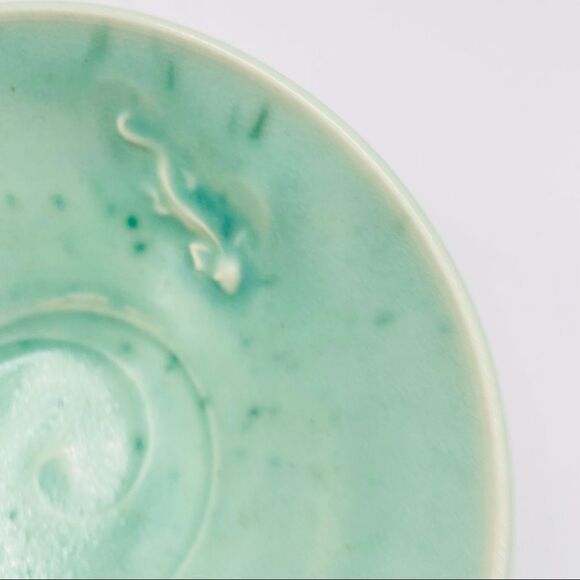 Greenbridge Handmade Sudio Art Pottery Aqua Gecko Lizard Bowl - Picture 4 of 6